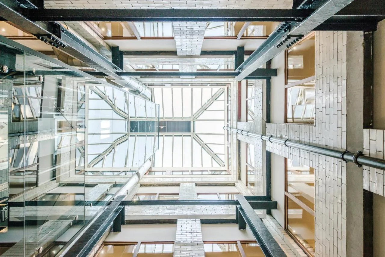 a view from the top of a building with escalators at The Z Hotel Glasgow in Glasgow